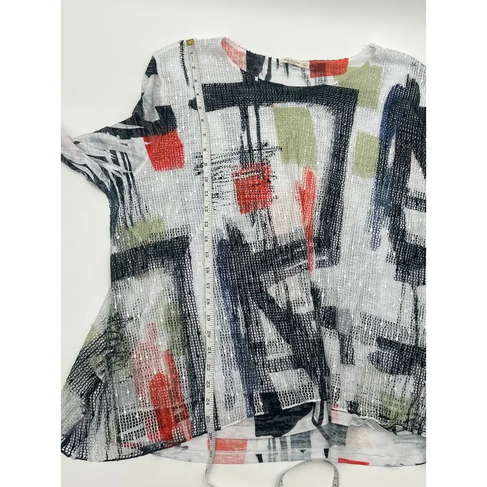Jess & Jane 2X Abstract Artistic Mesh Tunic Top Made in USA Art Wear